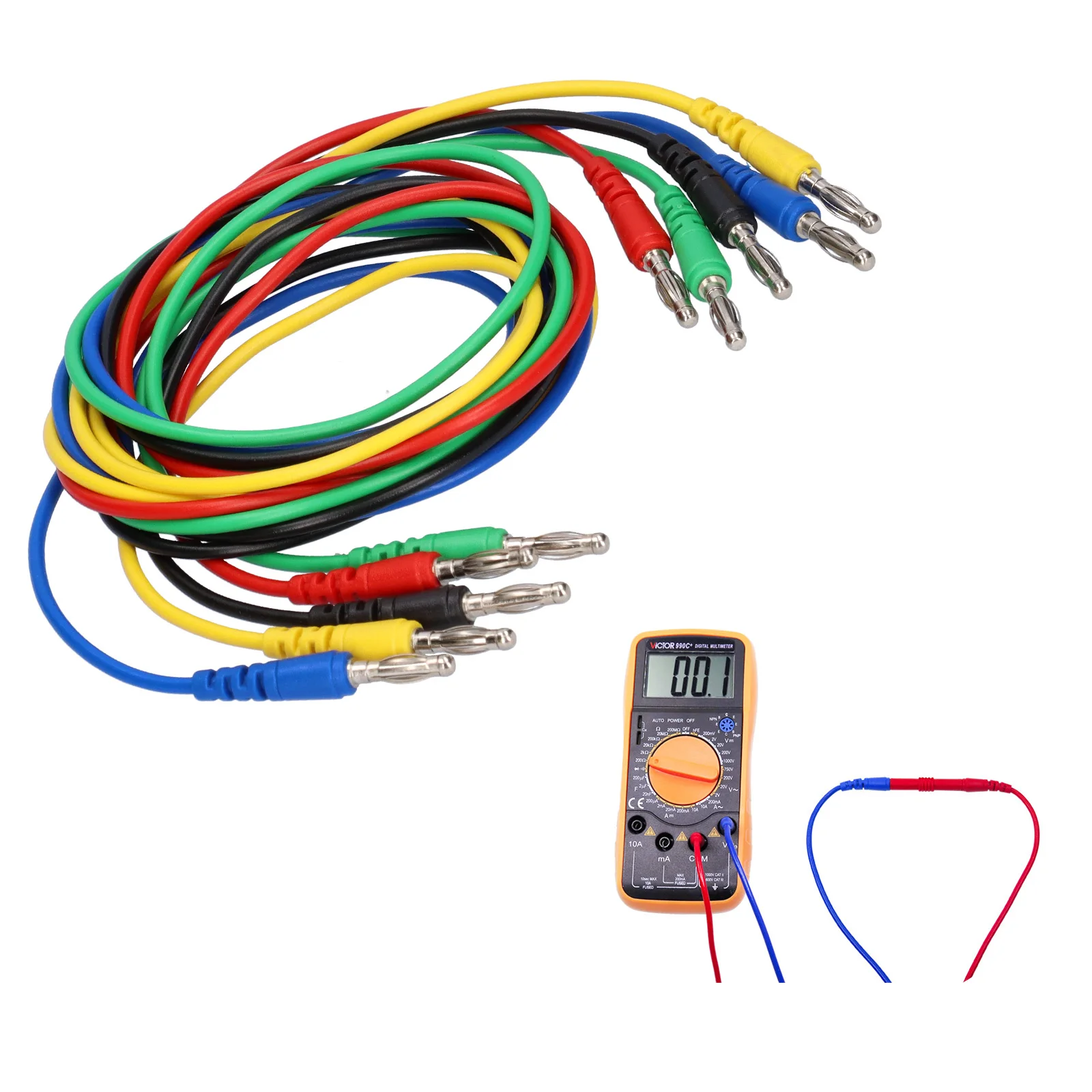

P1043 4mm Banana Plug Test Line Injection Molded Male to Male Multimeter Cable 1000V/10A Flexible Wire Lead for Electric Testing