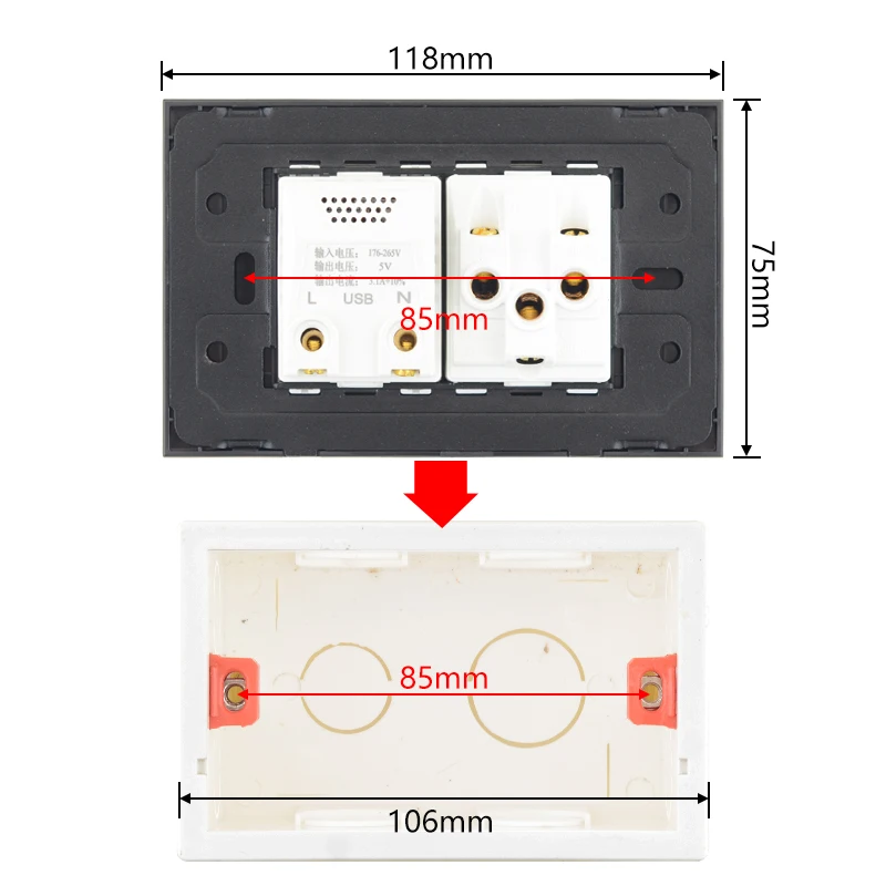 Электрическая розетка с USB 15 А американская Розетка контроллером скорости