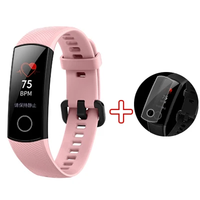 huawei honor Band 4, умный браслет, 50 метров, для плавания, водонепроницаемый, фитнес-трекер, умные часы, пульсометр, honor band3 - Цвет: pink add film