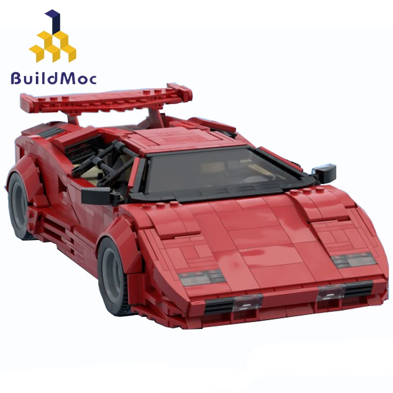 

Buidlmoc Speed Champion City Racer Vehicle Technical Car Countachs QV Red and Black Creator Expert MOC Sets Building Blocks Toys