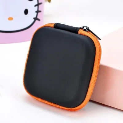 orange Креативная коробка для наушников, кошельки для монет, чехол для наушников для мальчиков и женщин, сумка для денег, кабель, шнур, держатель для провода, EVA, маленькая квадратная сумочка, Органайзер - Цвет: orange