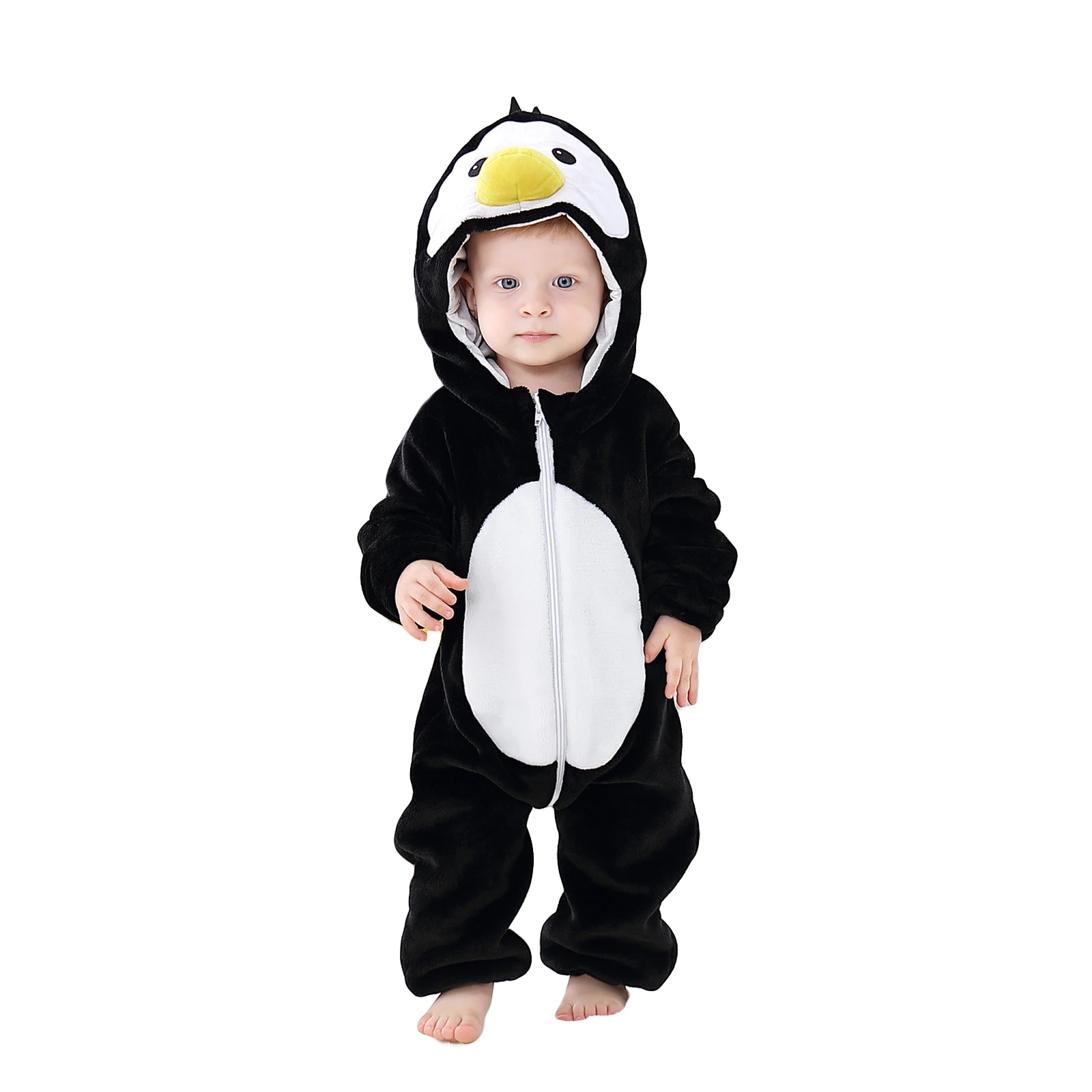 

Baby Girls Boys Clothes Winter Jumpsuits Cartoon Animal Flannel Hooded Long Sleeves Kid Romper with Zipper for Toddler 0-3 Years