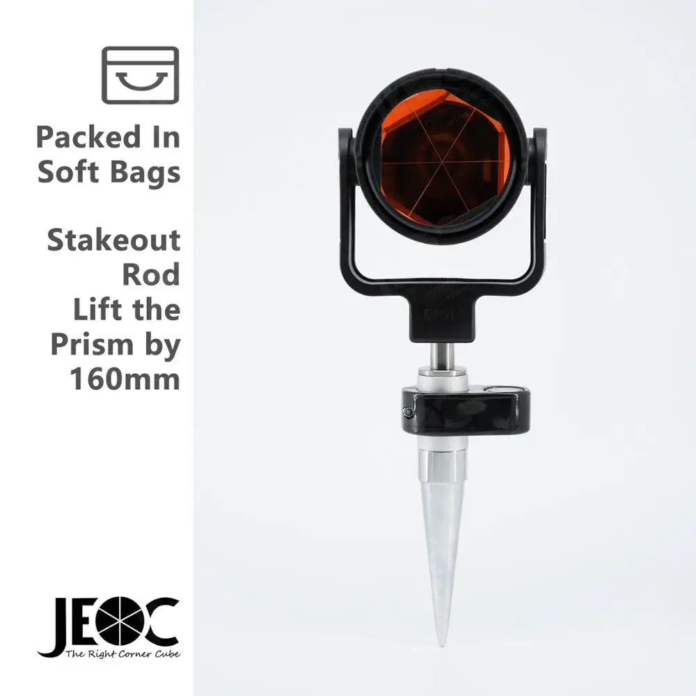

JEOC Reflective Prism with Mini Stakeout Rod, Surveying Reflector GPR1 for Leica Total Station,160/300mm Pole Topography