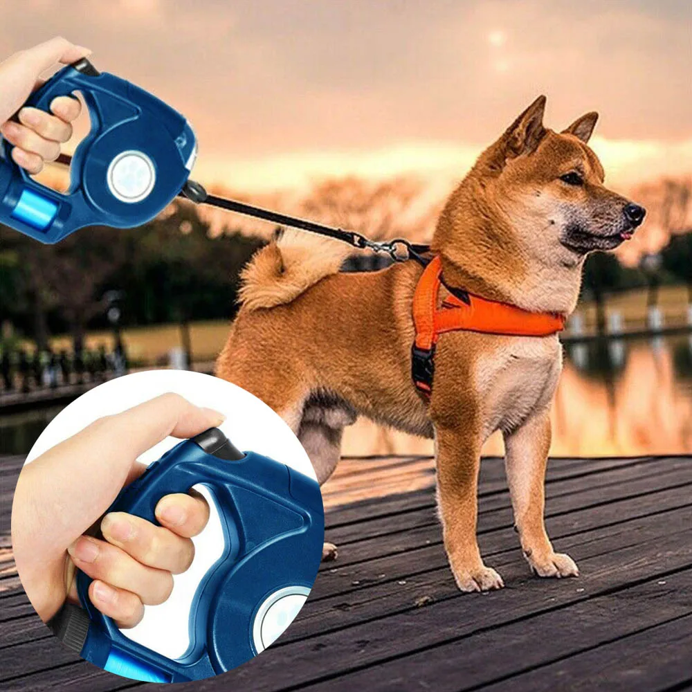 4 5 м светодиодный Выдвижной Поводок для собак поводок ошейник маленьких с мешком