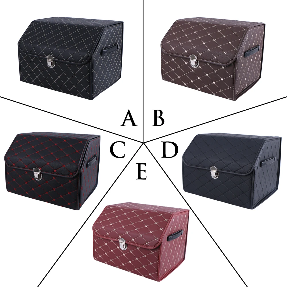 

Collapsible Car Trunk Storage Box High Capacity Organizer In The Car PU Leather Trunk Tool Box Auto Accessories Storage Bag
