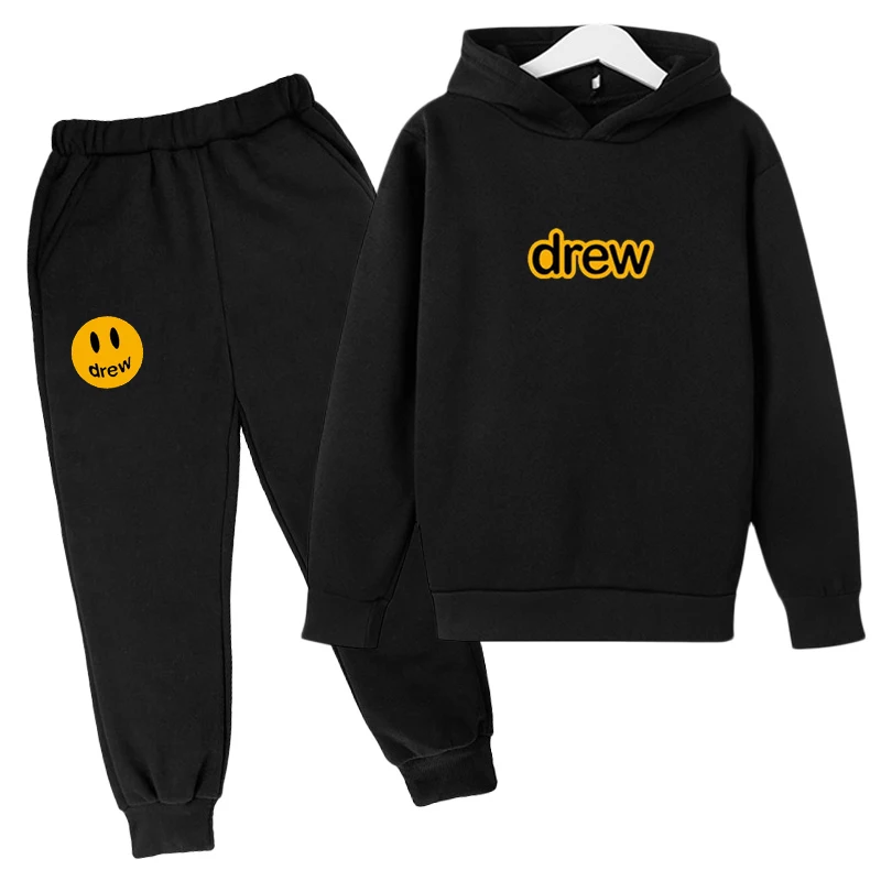 

Boys Letter Printed Children's Wear 2021 Spring And Autumn Girls' Suit Hooded Top + Sweatpants Harajuku Sports 2-piece Set