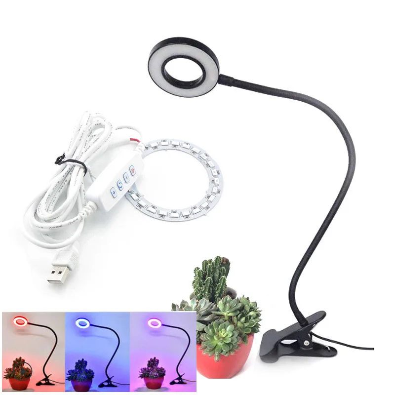 5V USB 24 LED plant Grow Light clip holder lamp board 5730 SMD chip Growing Lamp hydro Dimmable Cable Red Blue for greenhouse C1