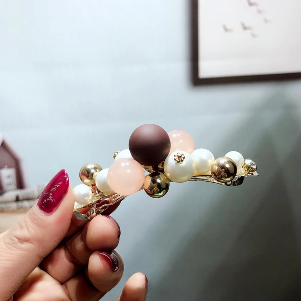 

2020 Sweet Imitation Pearl Spring Clip Cute Headwear Hair Pins Simple Rhinestone Barrettes For Women Fashion Hair Accessories