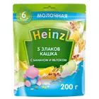 Каша молочная Heinz 5 злаков-банан-яблоко 200г с 6 месяцев