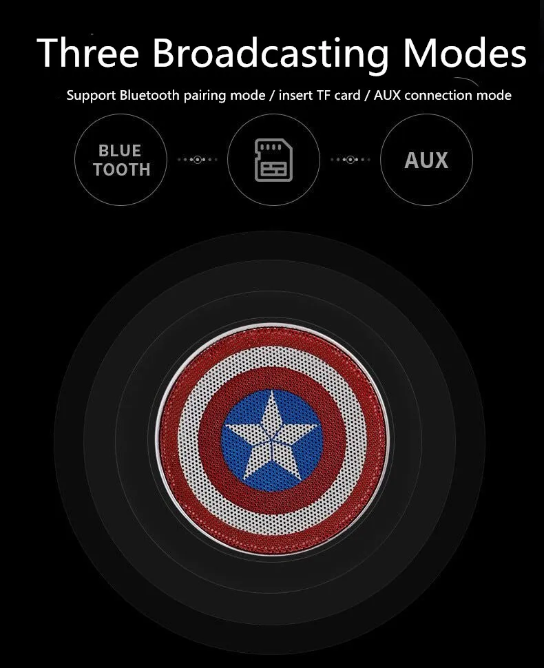 ZEKI Marvel подлинный беспроводной Bluetooth динамик Железный человек Американский капитан автомобильный сабвуфер, для компьютера динамик для карты TF открытый динамик