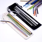 Многоразовые соломинки из нержавеющей стали 304 изогнутая соломинка для питья с чехлом набор чистящих щеток Аксессуары для вечевечерние бара