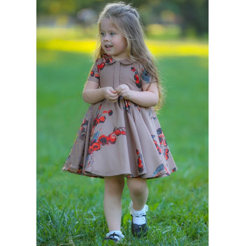 Платье мусульманское для маленьких девочек, с коротким рукавом и цветочным принтом, мусульманская абайя в Дубае, одежда для турецкой принце...