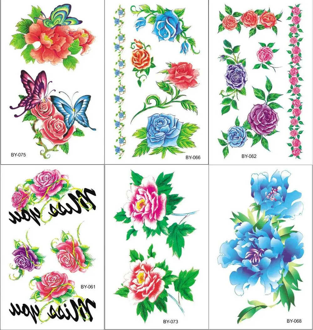 Красная роза цветок временные татуировки наклейки для мужчин и женщин на руку