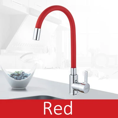 Red Vidric хромированный латунный Черный кран для кухонной раковины гибкий резиновый смеситель горячей и холодной воды кран вращения кухонный кран Torneira Cozinha - Color: Red