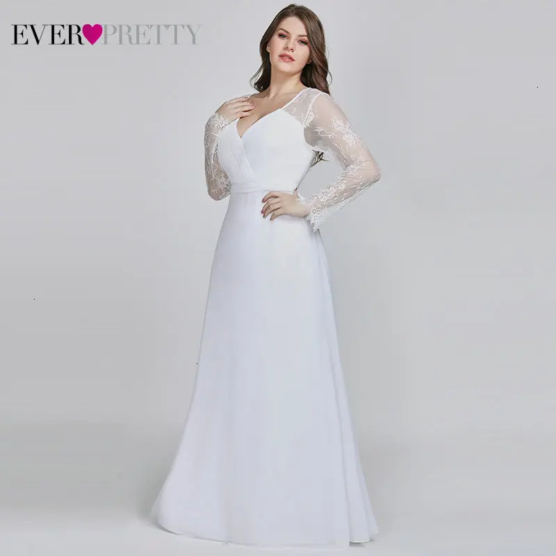 Женские кружевные вечерние платья Ever Pretty, вечерние наряды разных цветов, с V-образным вырезом, длинным рукавом, больших размеров, для выпускного вечера, вечеринки, EP08692, осень