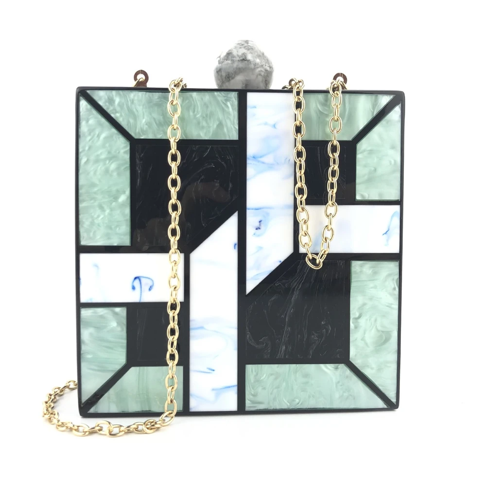 

2020 new boutique fashion geometric figures ladies acrylic banquet tote bag messenger bag handbag evening dress handbag clutch