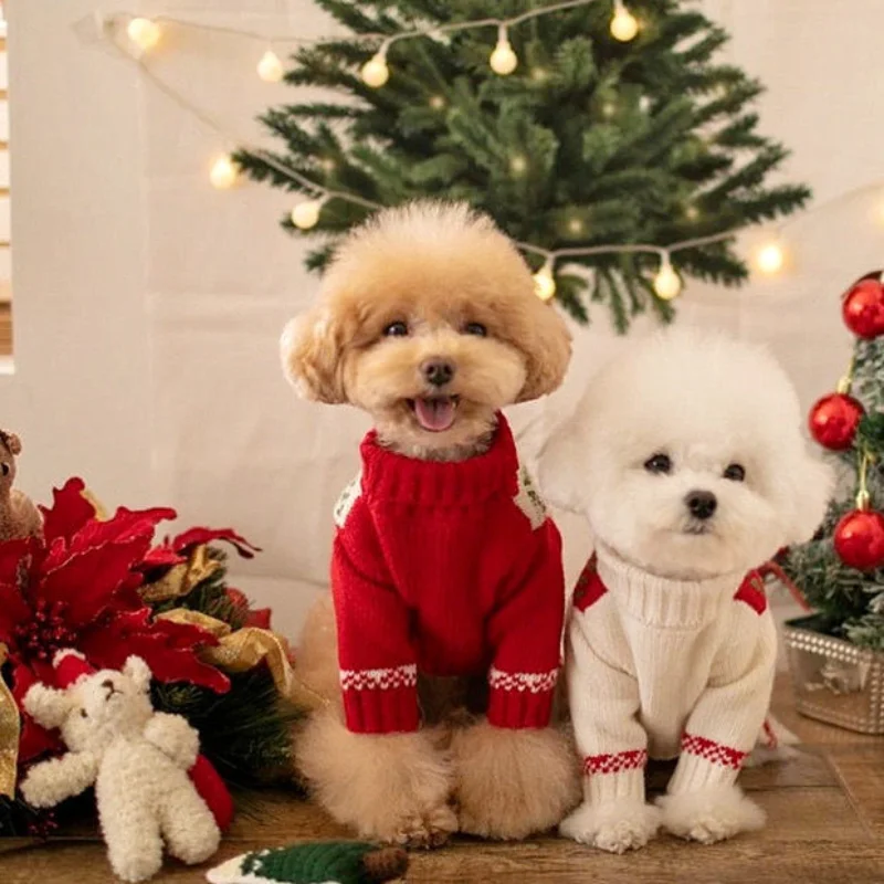 

[2021 Hot Sale]Dog Knitted Sweater Schnauzer Teddy Bichon Pomeranian Small Puppies Pet Kitty Autumn and Winter Clothes