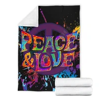 colorful paint peace sign love fleece blanket dog printed wearable blanket adults for kids warm sherpa blanket