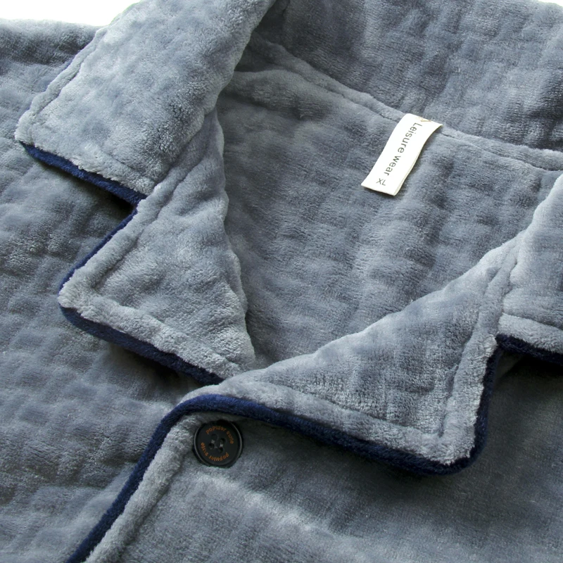 Теплые мужские фланелевые пижамы комплект из 2 предметов домашняя одежда для сна