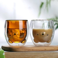 personalized 280ml creative cute bear double layer coffee mug cartoon baby duckling animal milk glass lady cute gift cup