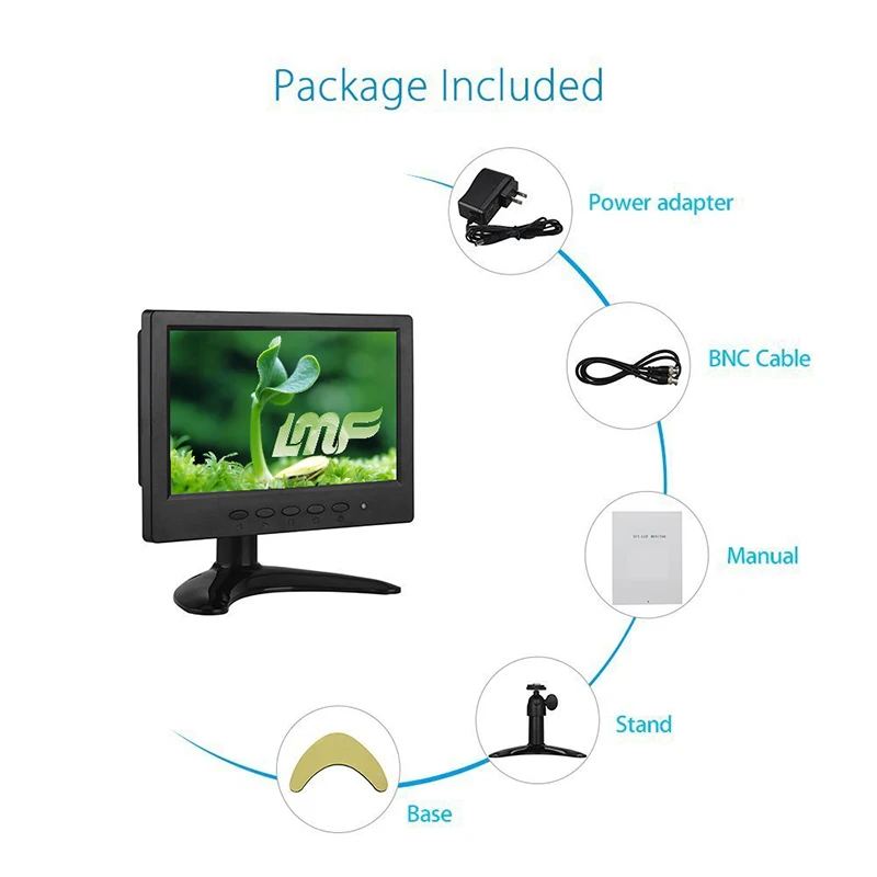 ZHIXIANDA H0716 7 дюймов 1024*600 16:9 AV BNC VGA HDMI сигнал портативный мини ЖК экран монитор с