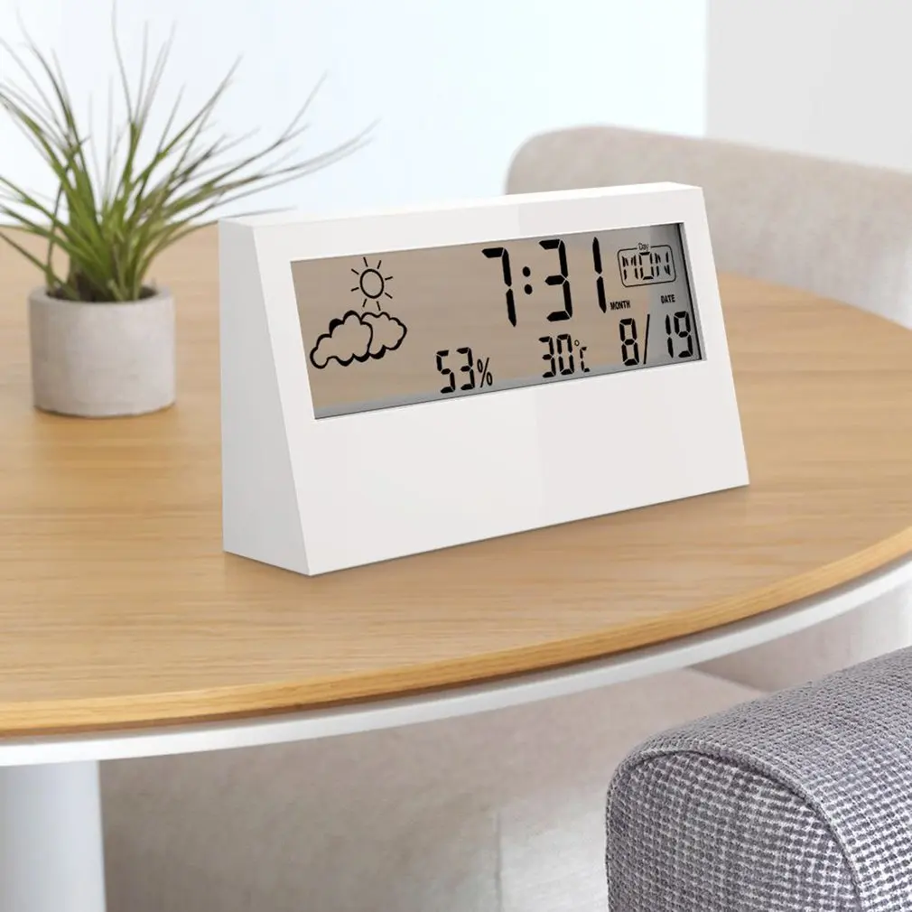 

Transparent Screen Weather Station Alarm Clock Indoor Hygrometer Thermometer Weather Forecast Sensor Clock