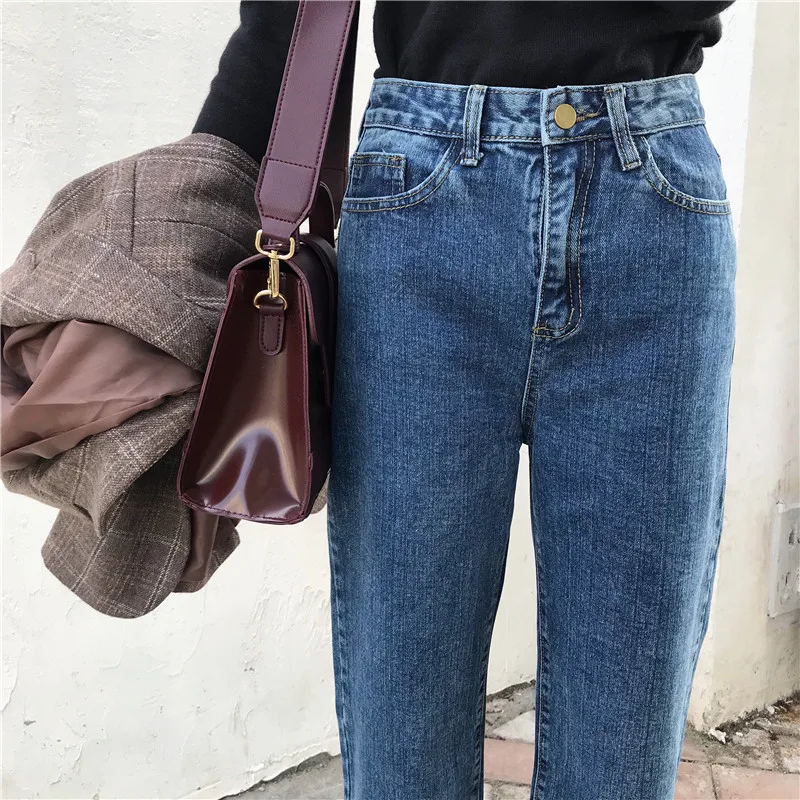

NEW Jeans Denim Solid Tassel Lady Elegant Wide Leg Pant Ankle-length High Waist Womens Trousers Large Size Bottoms Basic Classic
