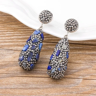 Style 8 Новое поступление женские роскошные свадебные серьги-капли инкрустация с разноцветными стразами большая капля воды ювелирные изделия с длинными серьгами - Окраска металла: Style 8