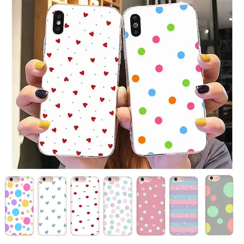 

Polka dots Phone Case For DIY iPhone X XS MAX 11 12 13 pro max 6 6s 7 7plus 8 8Plus 5 5S XR SE 2020 case