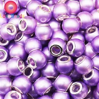 10pcs purple color pearl bead big hole round spacer beads fit original pandora bracelet pendant charms for women jewelry making