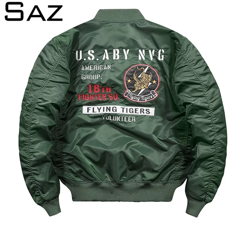 Saz Mens Bomber Jacket Men Plus Size Pilot Jacket Casual High Quality Jacket For Men