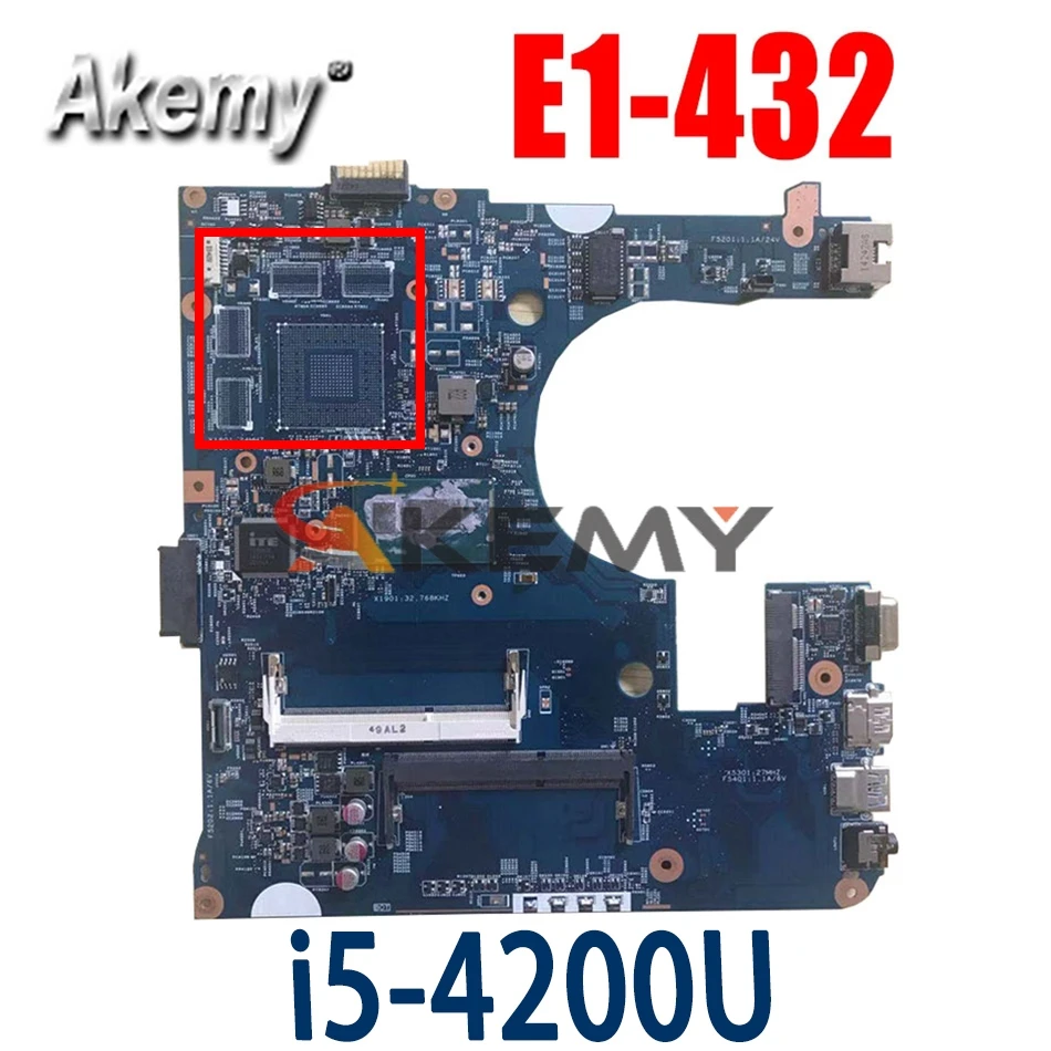 

Akemy Laptop motherboard For ACER Aspire E1-432 i5-4200U Mainboard 12243-3 SR170 DDR3