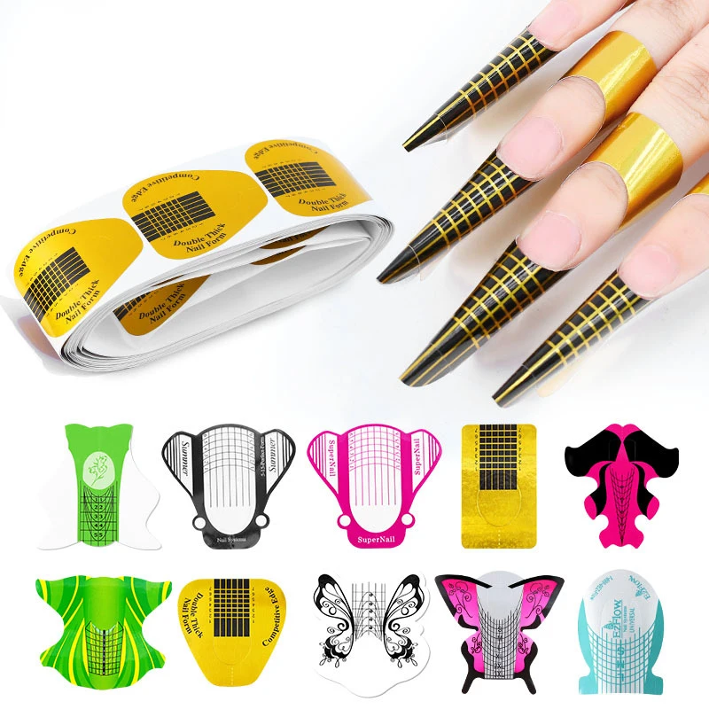 100 PCS Nail Extension UV Gel Tips Extender Builde French nail polish extension tool Extensionl Sticker Manicure Tools | Красота и