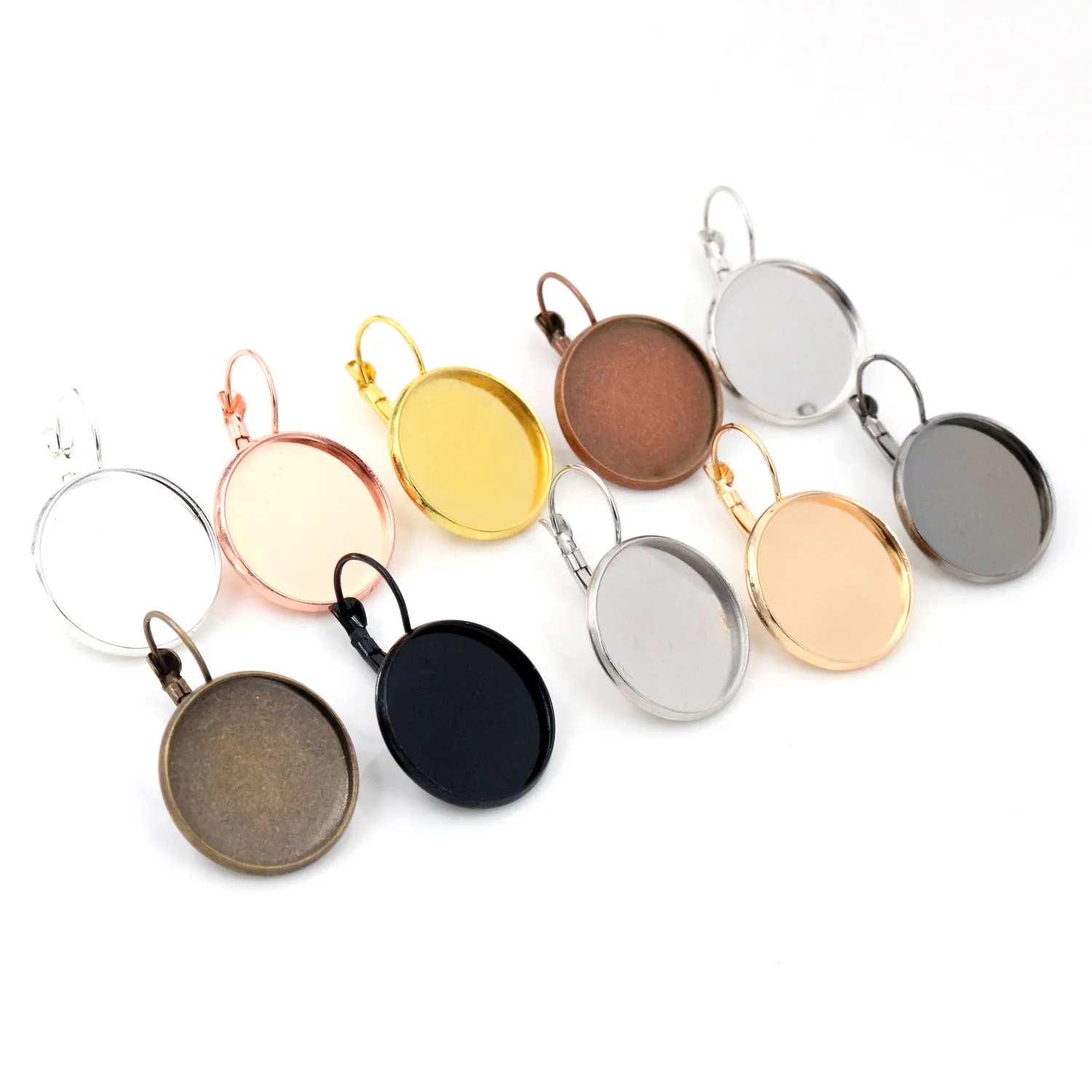 20мм 25мм 10 шт./лот Классические 10 цветов покрытые французскими застежками для сережек с пустой основой, подходящие для кабошонов 20/25мм на кнопках для сережек.