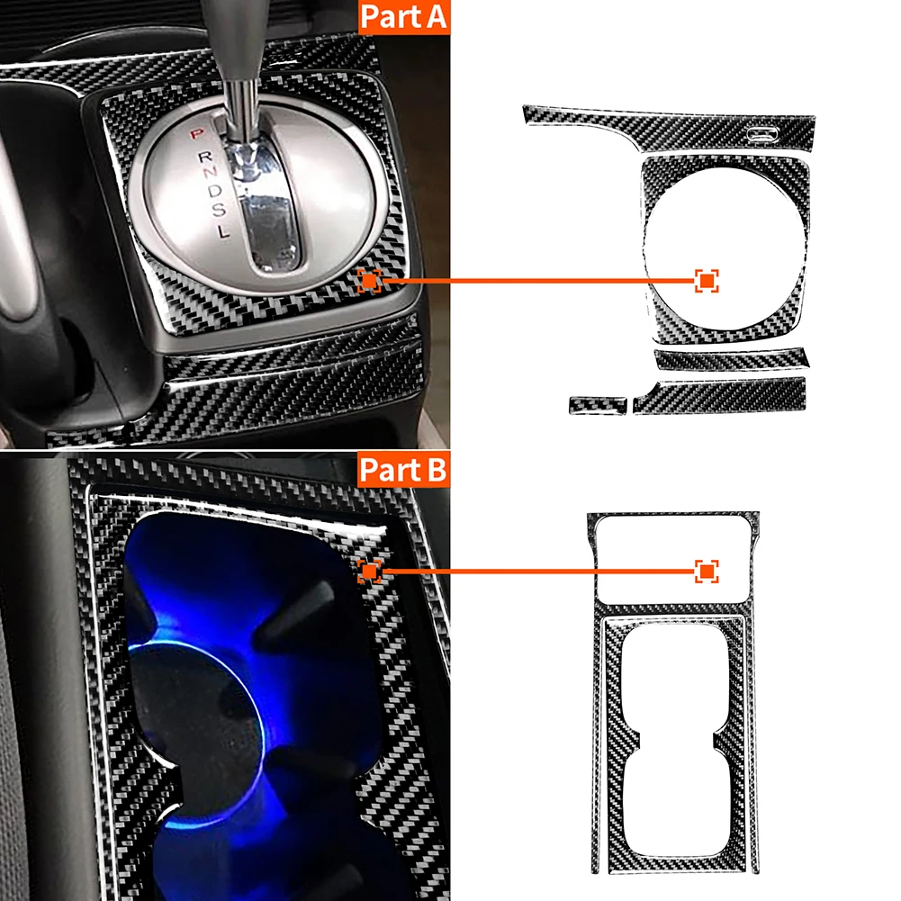 

7pcs Car Console Cup Holder Frame MT Gear Shift Panel Trim Cover Stickers for Honda Civic 8th Gen 2006-2011 Automobile Parts