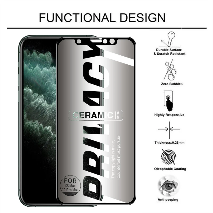 1-3PCS HD Matte Soft Ceramic Anti-spy Screen Protector for IPhone 12 Mini IPhone11Pro XS Max X XR 7 8 6 Plus Privacy Film