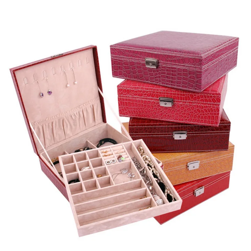 Кожаная Шкатулка для ювелирных изделий большая емкость серьги девочек браслет