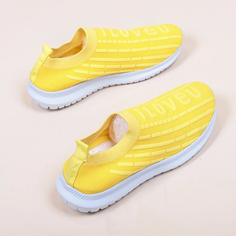 

Women Shoes Knitting Sock Sneakers Women Spring Summer Slip On Flat Shoes Women Plus Size Loafers Flats Walking Famela