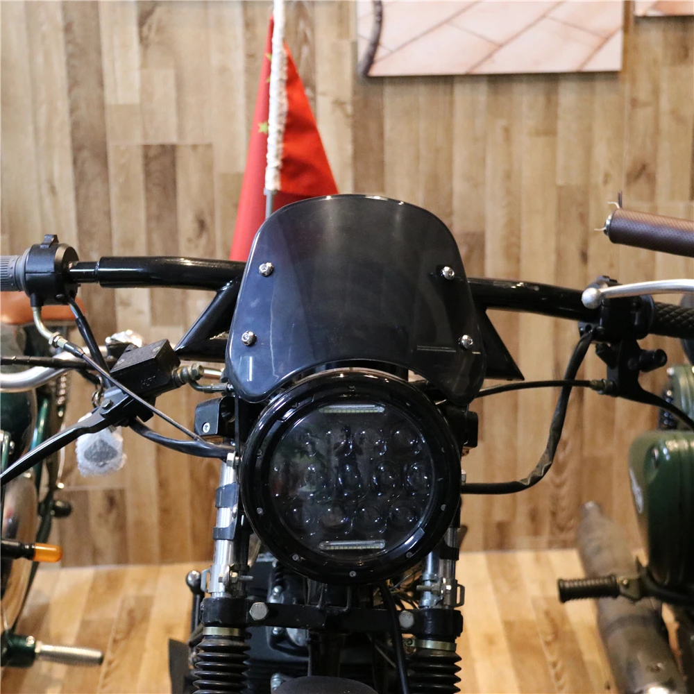 

Universal Motorcycle Retro Front Windshield Fits Motocross Wind Deflectors Modified Headlight Windscreen For 5-7 inch Headlights