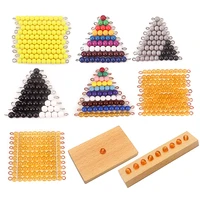 montessori math counting toy plastic golden pearls square beads colored grey black beads with wooden tray toys for children gift