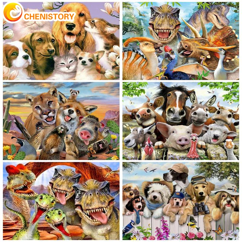 

CHENISTORY Painting By Numbers Dog DIY Oil Paint By Numbers Adults Kit Picture Art Canvas Wall Set Home Decor Coloring By Number