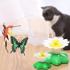 Автоматическая электрическая вращающаяся забавная игрушка для кошек, цветная яркая бабочка, птица, тренировка домашних животных, случайный цвет, Интерактивная тренировочная игрушка для кошек