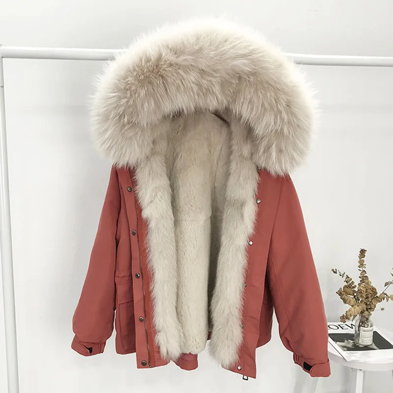 Fur Coat Women Winter Fox Fur Parkas 2020 New Super Large Raccoon Fur Collar Bat Sleeved Jacket Loose Rex Rabbit Fur Coat