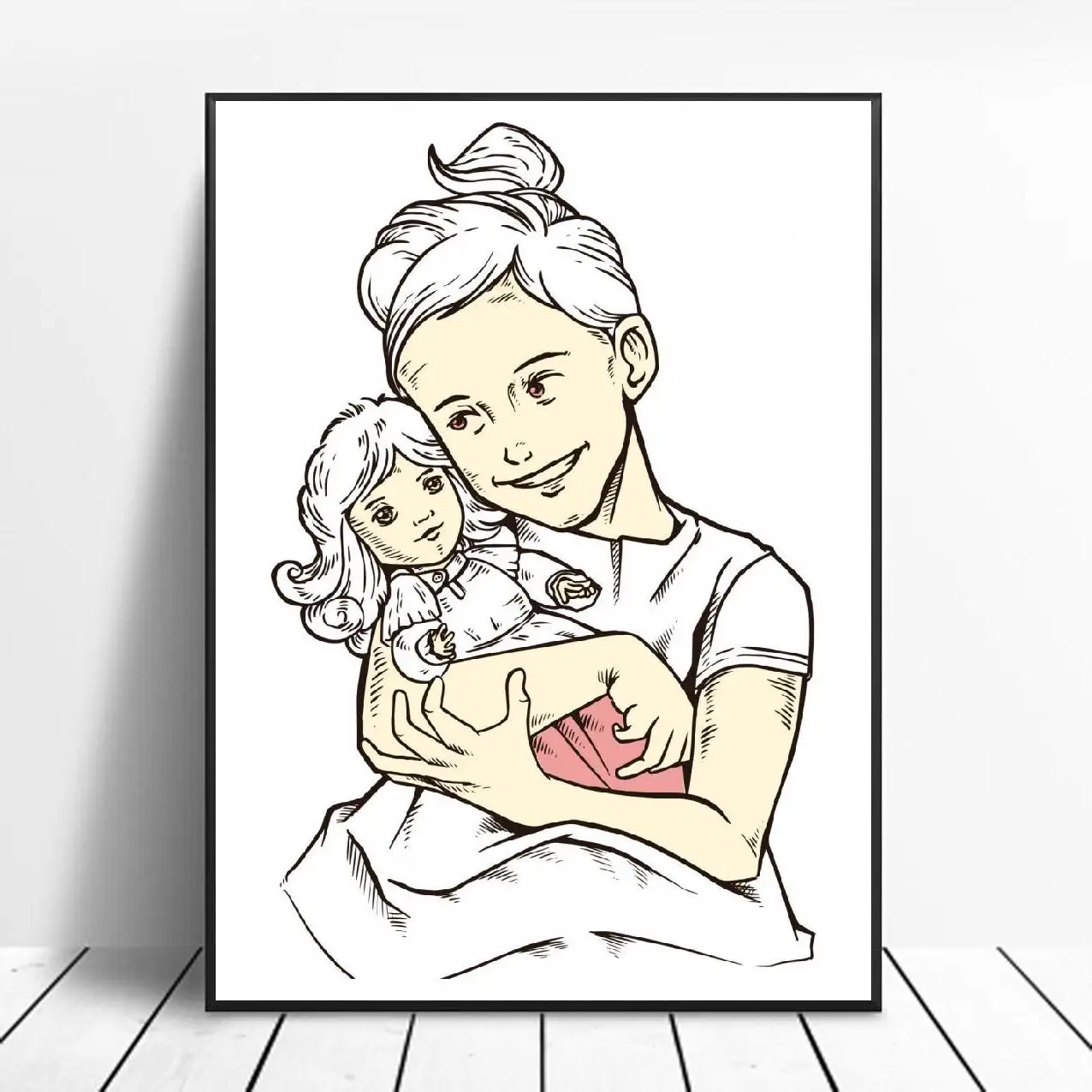 

Женский с кукольным холщовым принтом настенный художественный постер картина современная спальня гостиная украшение без рамки