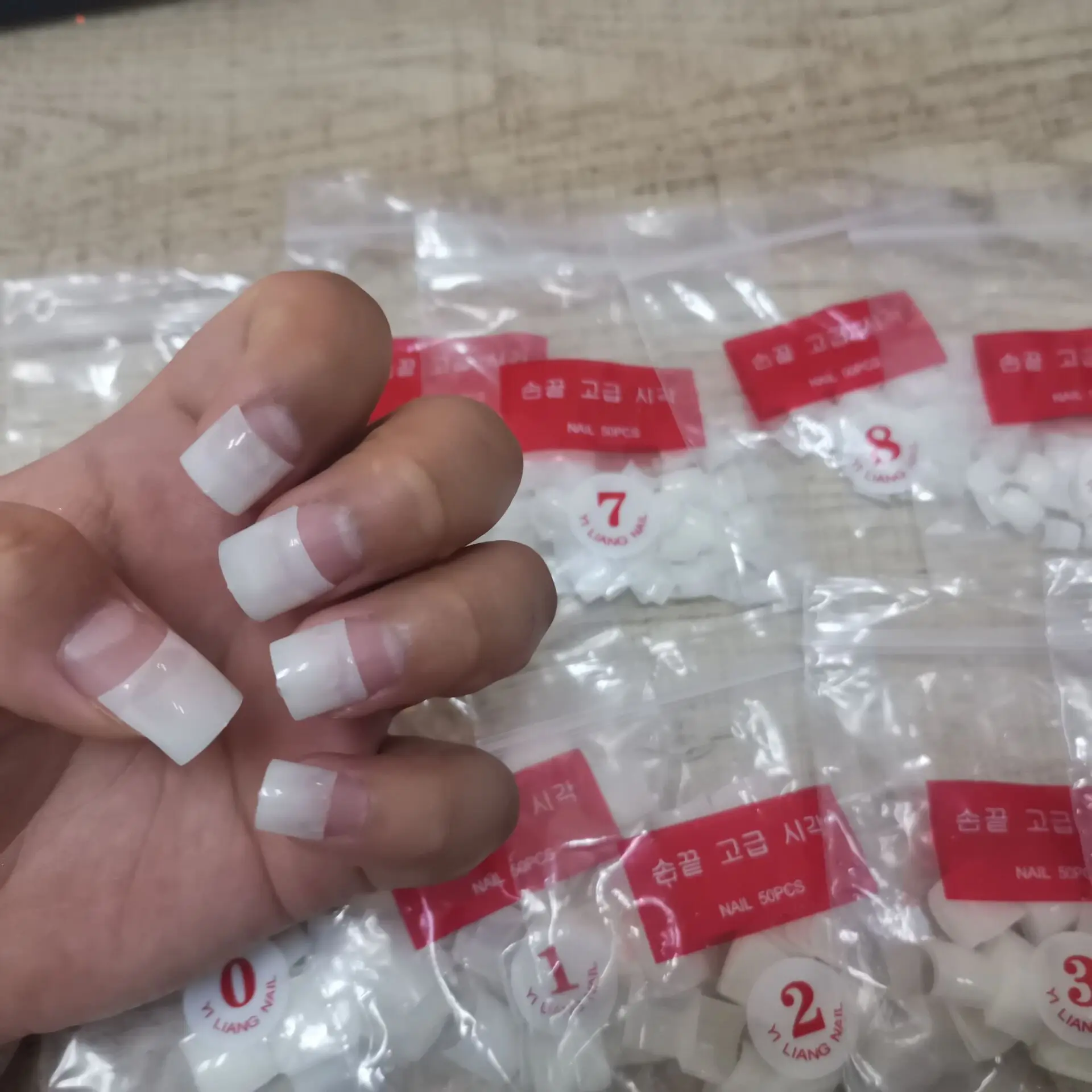 

500pcs/Bag Short French False Fake Nail Square Tips Press on False Finger Half- Cover Clear/Nature Colors Nail Tips Fake 0-9 Siz