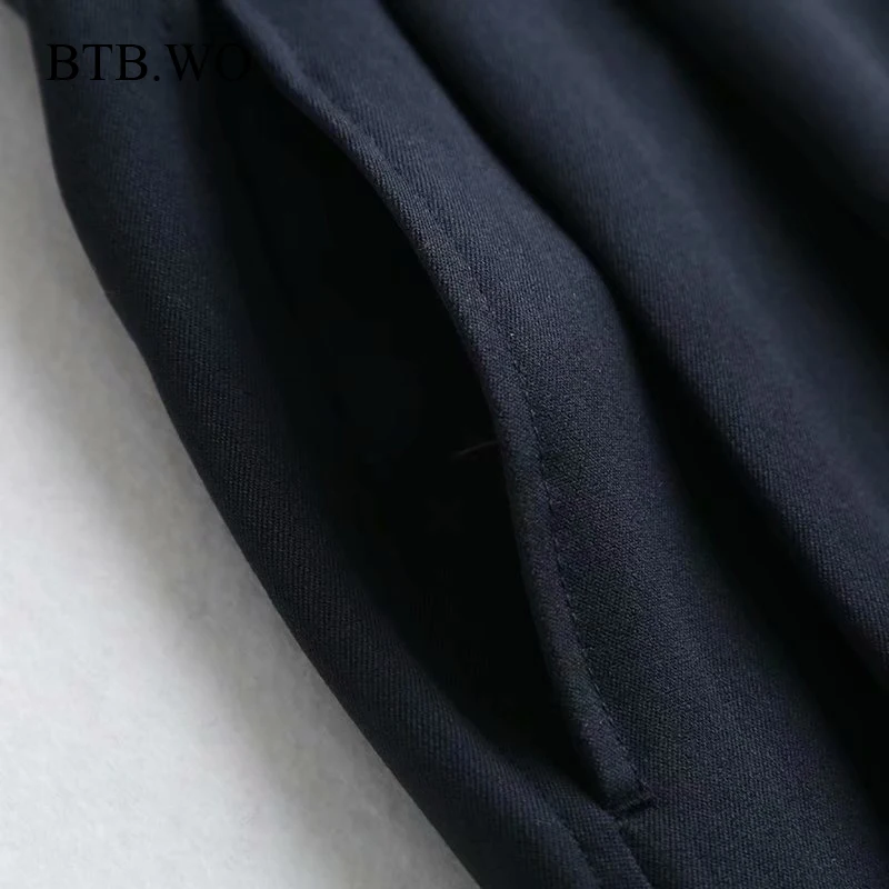 

BTB.WO Za Women Chic Black Pants High Waist Elegant Long Trousers Zipper Fly Vintage Side Pockets Female Trousers Mujer