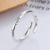 fanru s925sterling silver simple wind thin circle english luck open ring prevent allergy never fade fashion women couple jewelry