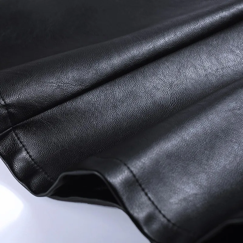 

PU Leather Pleated Skirt Women 2021 Autumn New High Waist Mini Skirt Sexy A Line Faux Leather Skirts Elastic Waist Punk Skirt
