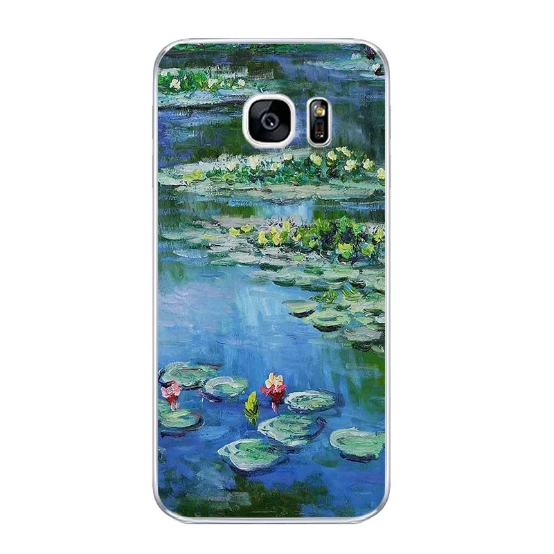 For Samsung Galaxy J3 J5 J7 2016 Phone Case S4 S6 S7 Edge Plus Shell C5 C7 Transparent Cover Soft Silicon Monet Garden Pattern | Мобильные