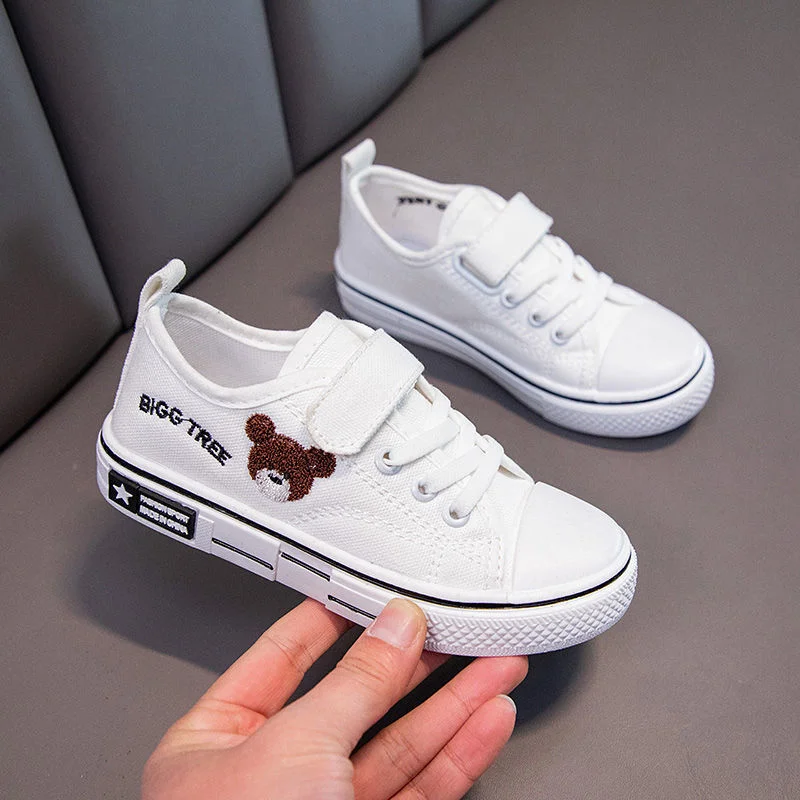 School White Performance Shoes Kindergarten Baby Breathable Canvas Small White Shoes Soft Soled Boys And Girls Antiskid Running